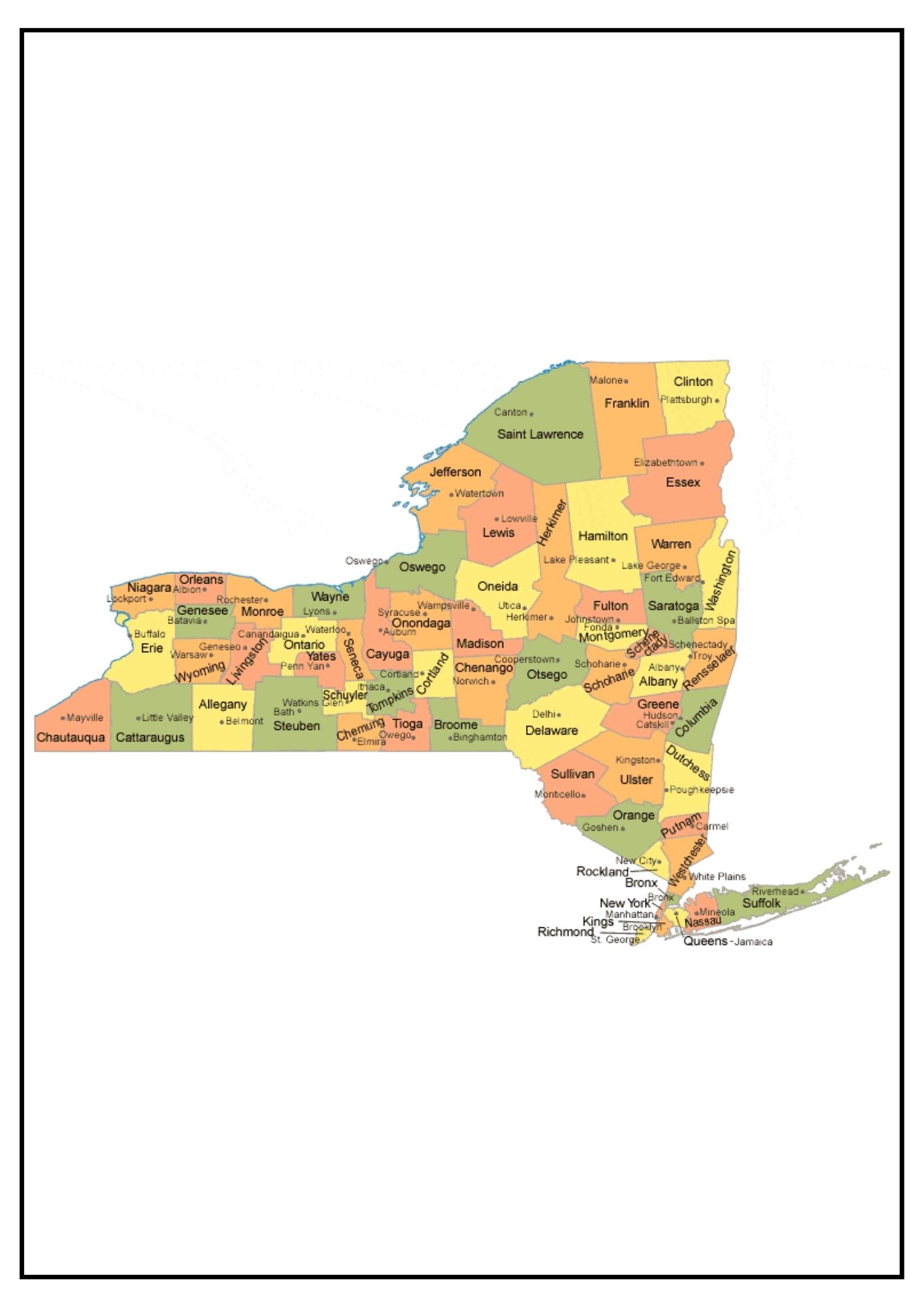 New York County Map Map Of NY Counties And Cities