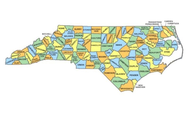 Map of NC Counties and Cities
