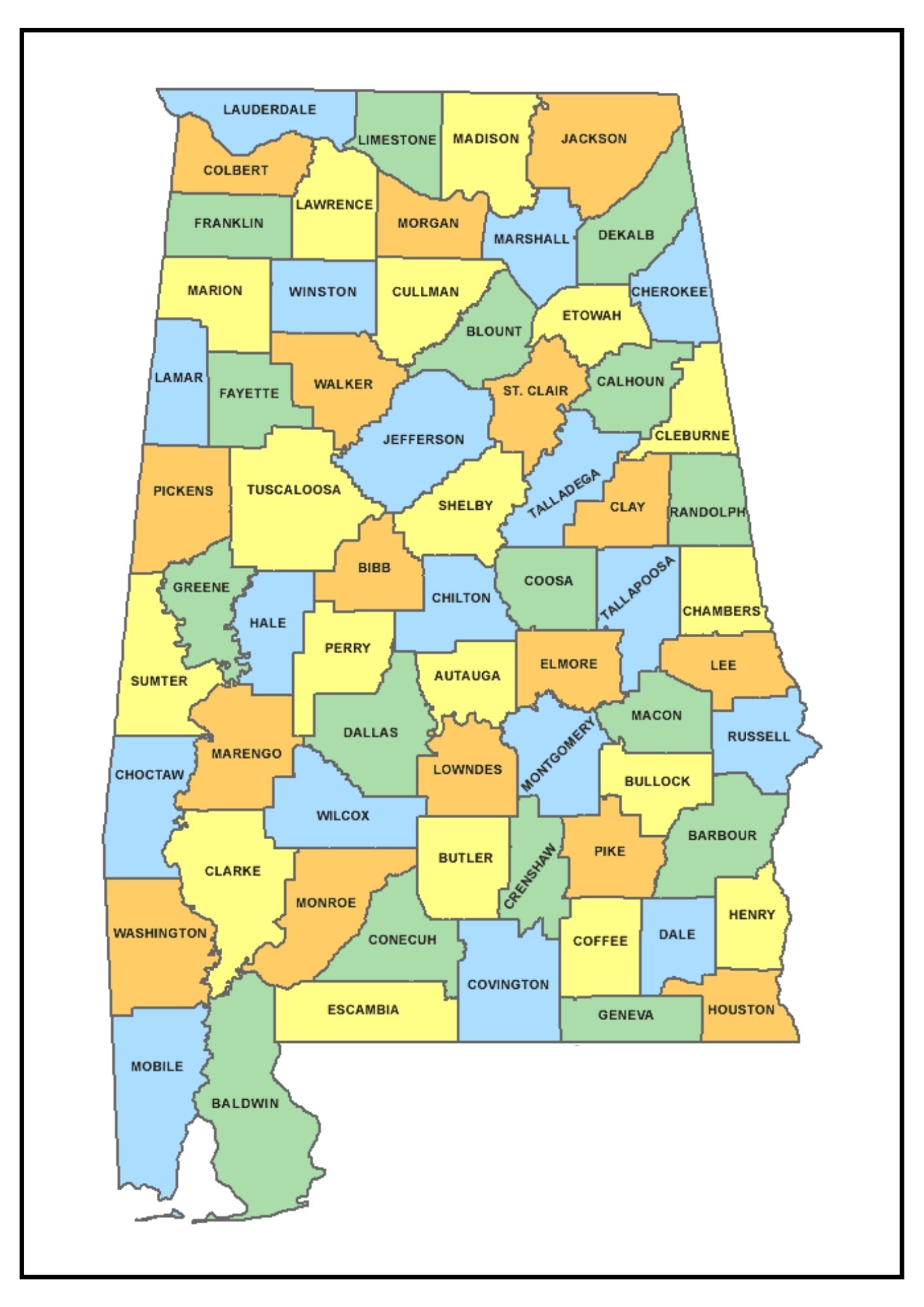 Alabama County Map [Map of Alabama Counties and Cities]