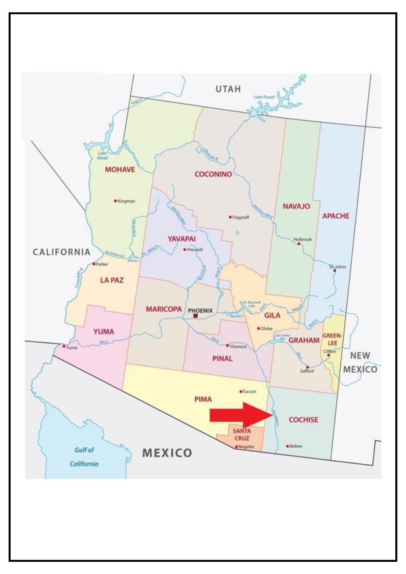 Arizona County Map [Map of AZ Counties and Cities]