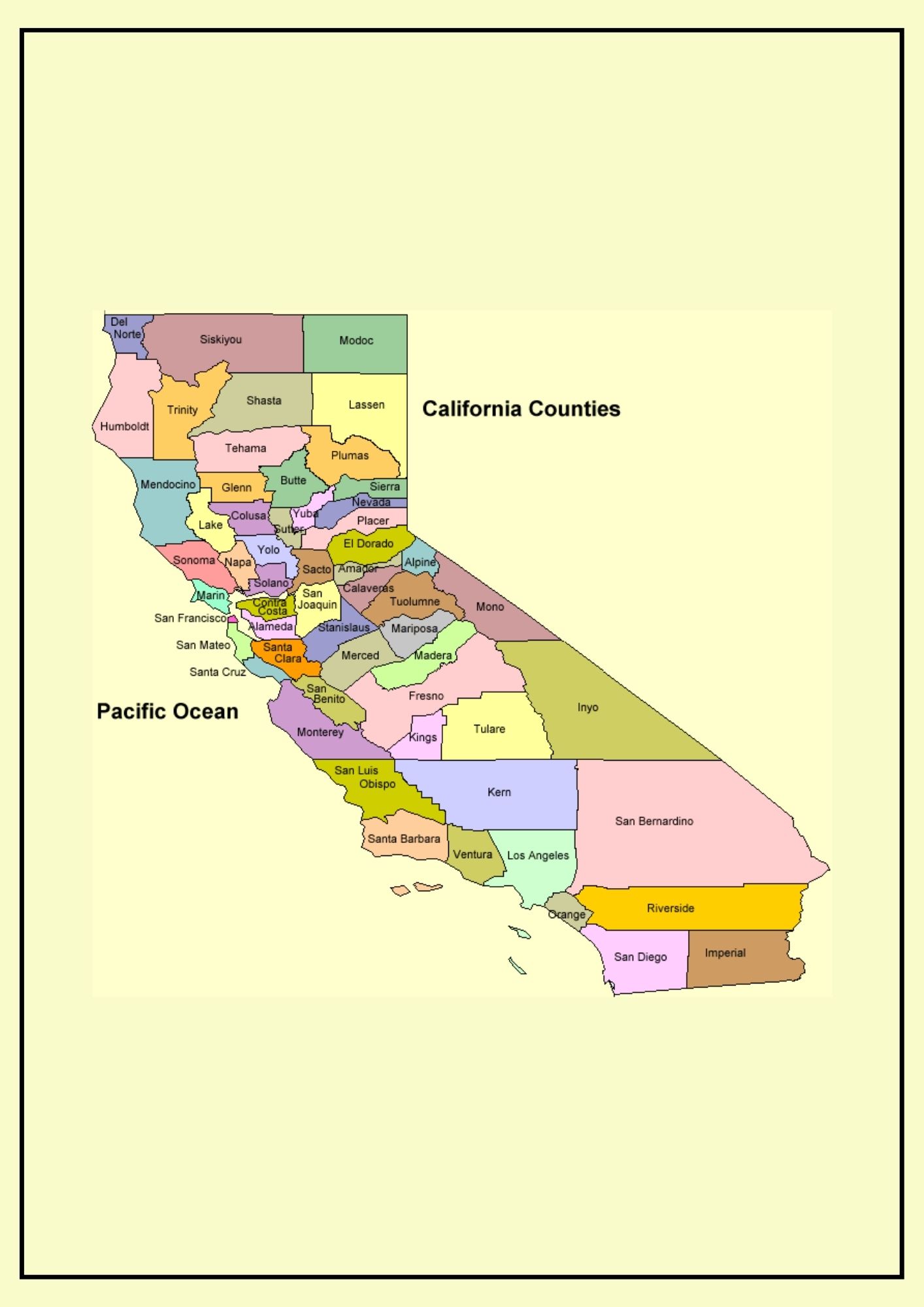 California County Map -Map of California Counties and Cities