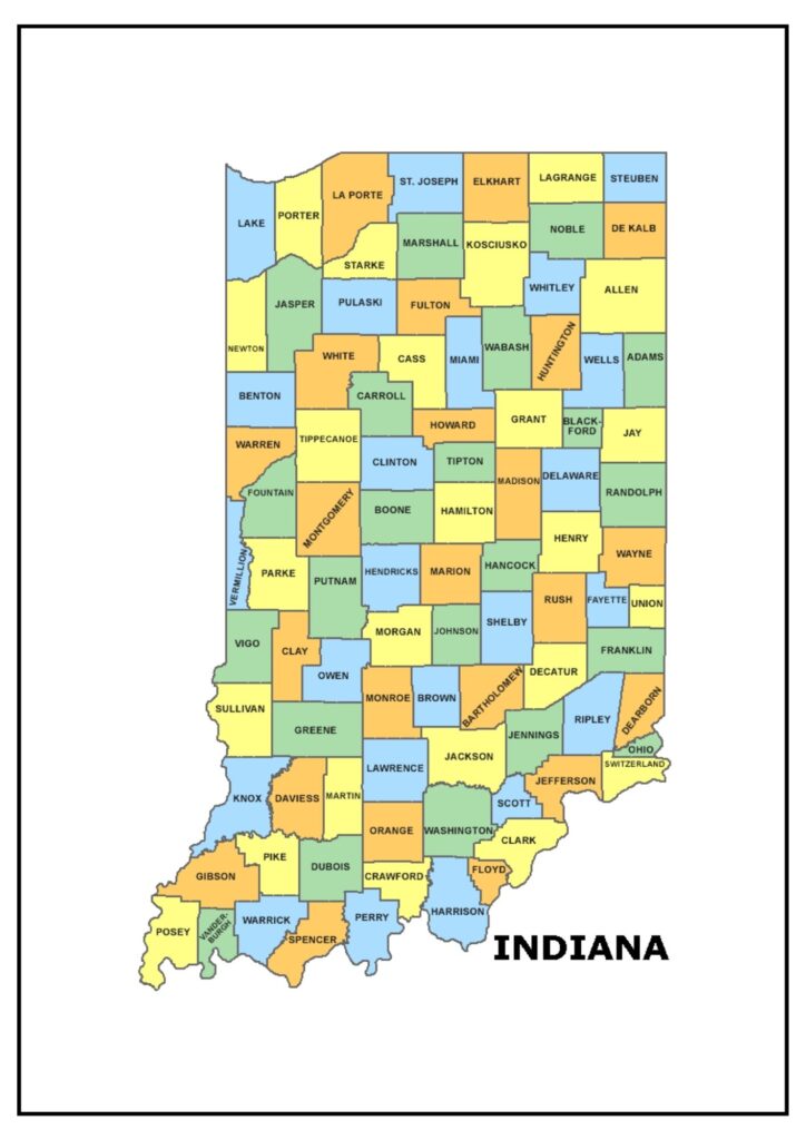 County Map of Indiana with Cities
