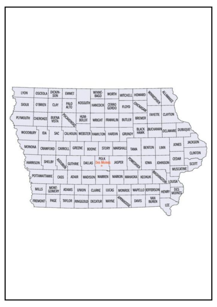 City and County Map of Iowa