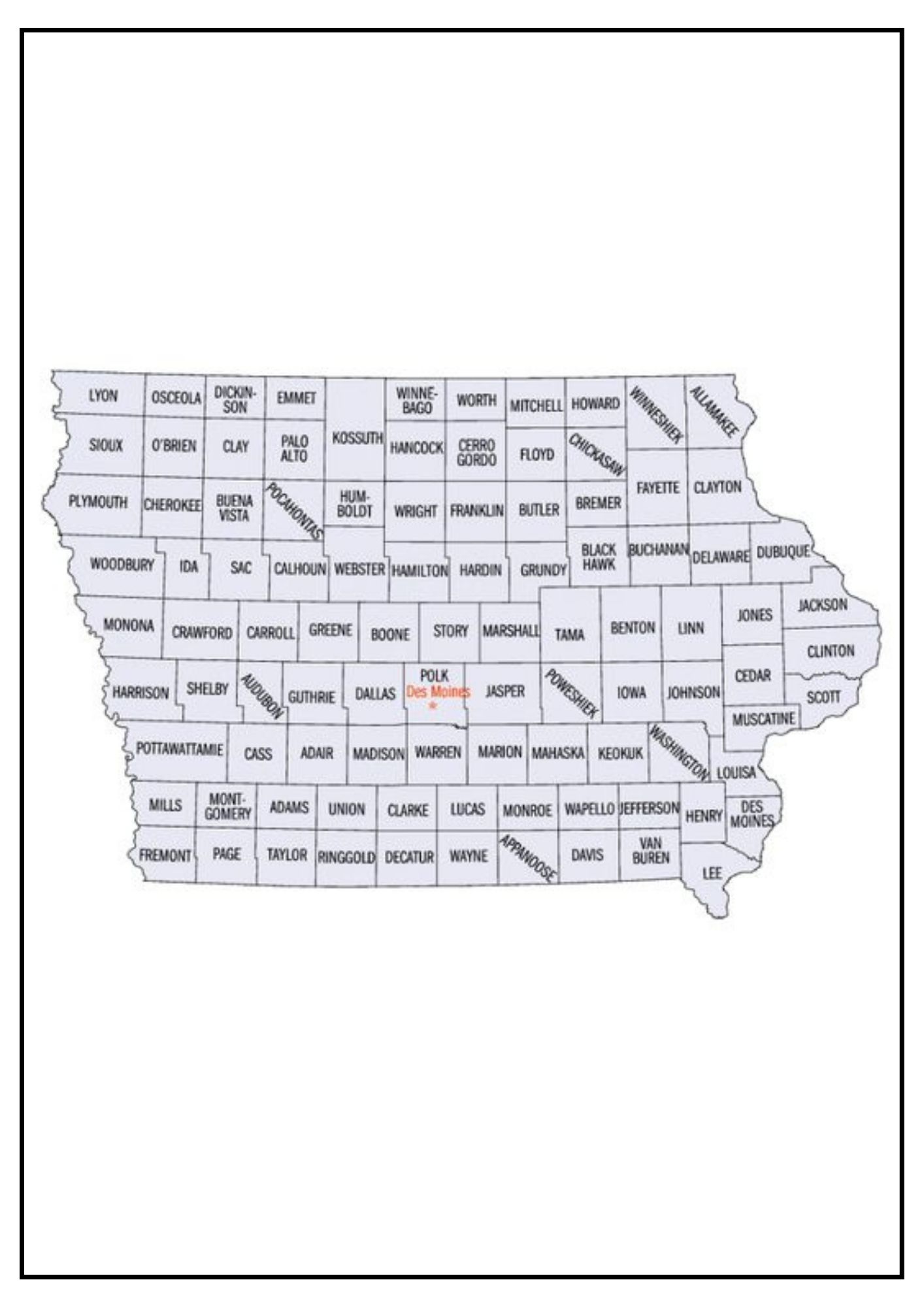 Iowa County Map Map Of Ia Counties And Cities 1037