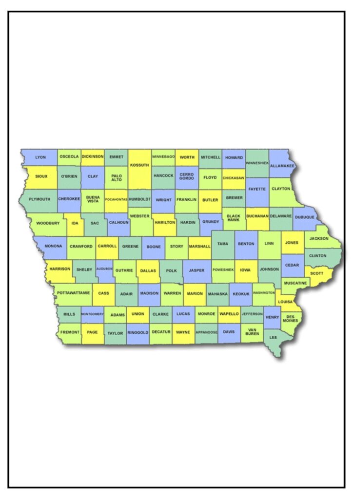 State of IA Map with Counties
