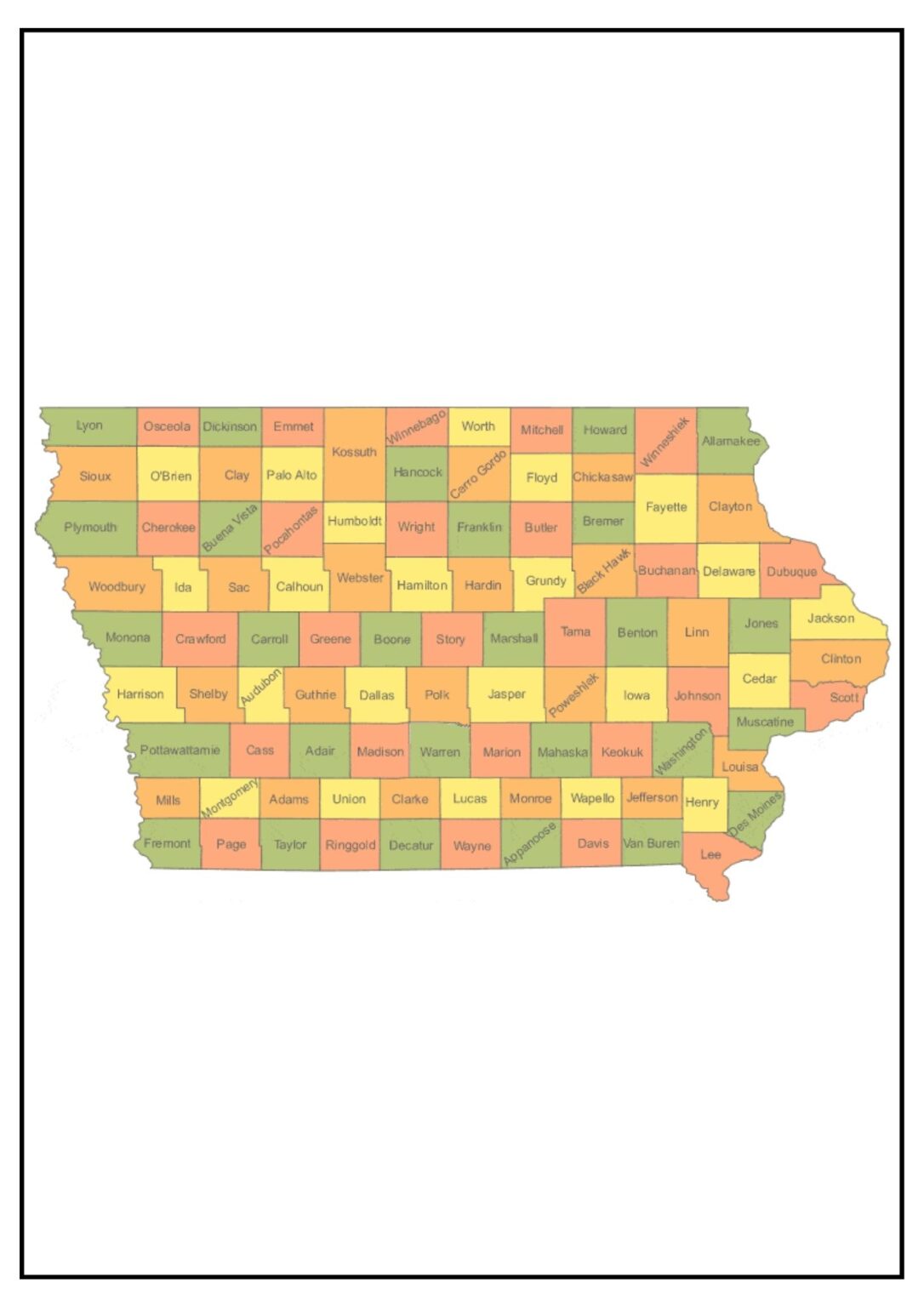 Iowa County Map [Map of IA Counties and Cities]