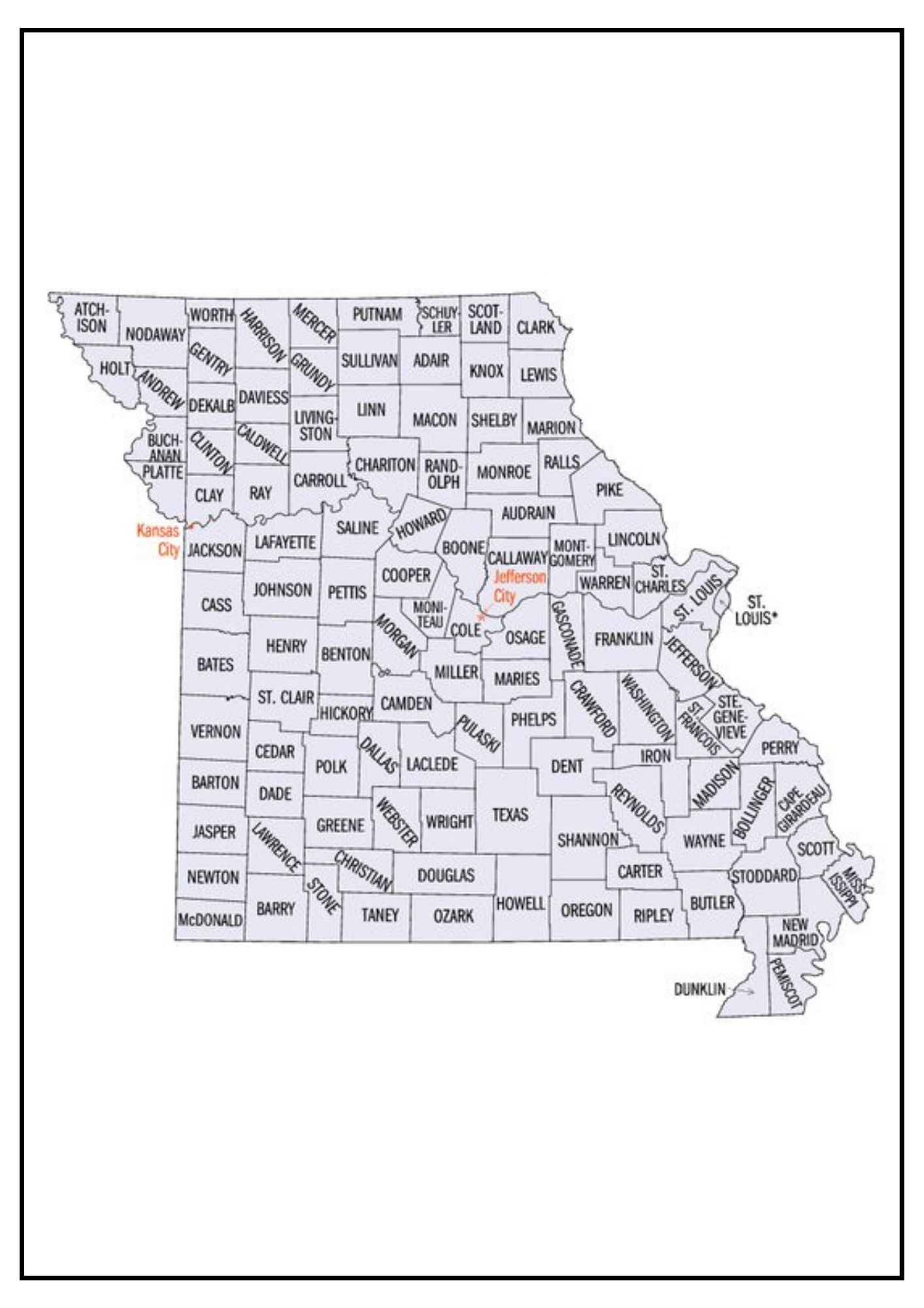 Missouri County Map [Map of Missouri Counties and Cities]