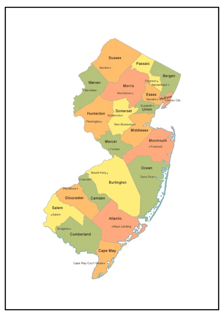Map of Middlesex County New Jersey