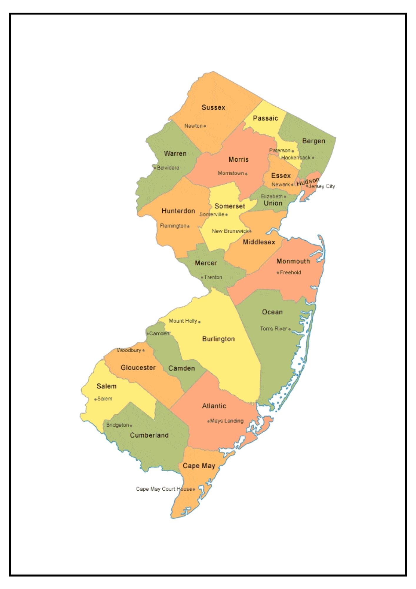 New Jersey County Map [Map of NJ Counties and Cities]