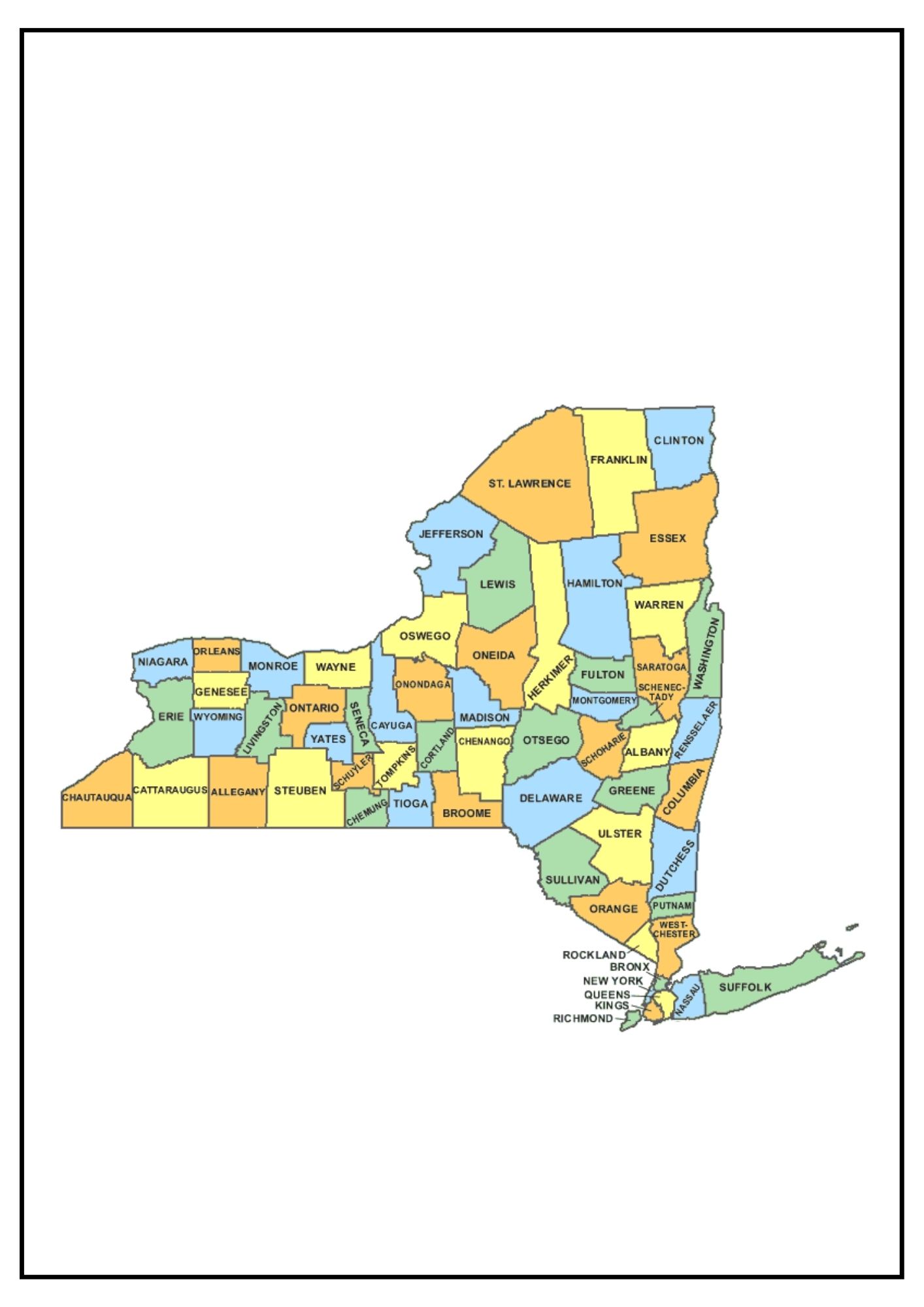 New York County Map [Map of NY Counties and Cities]