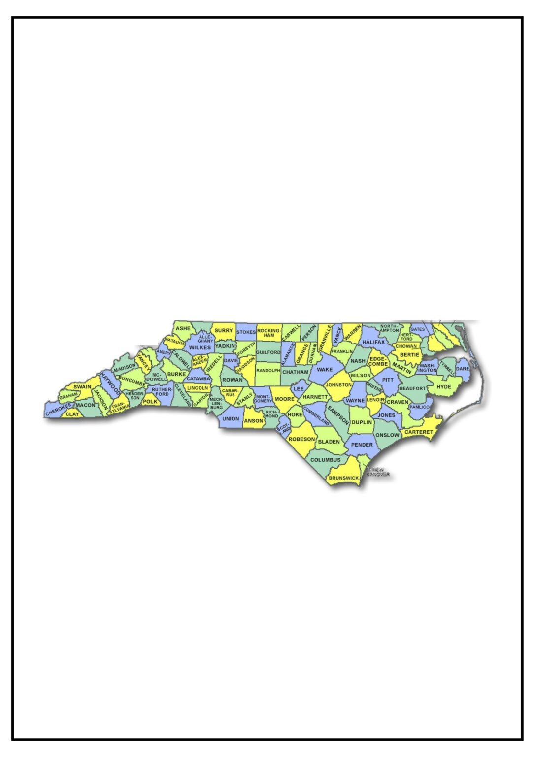 North Carolina County Map [Map of NC Counties and Cities]