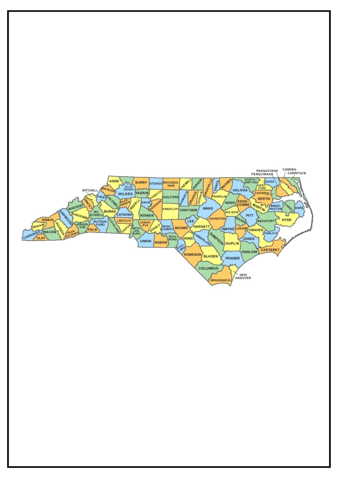 North Carolina County Map [Map of NC Counties and Cities]