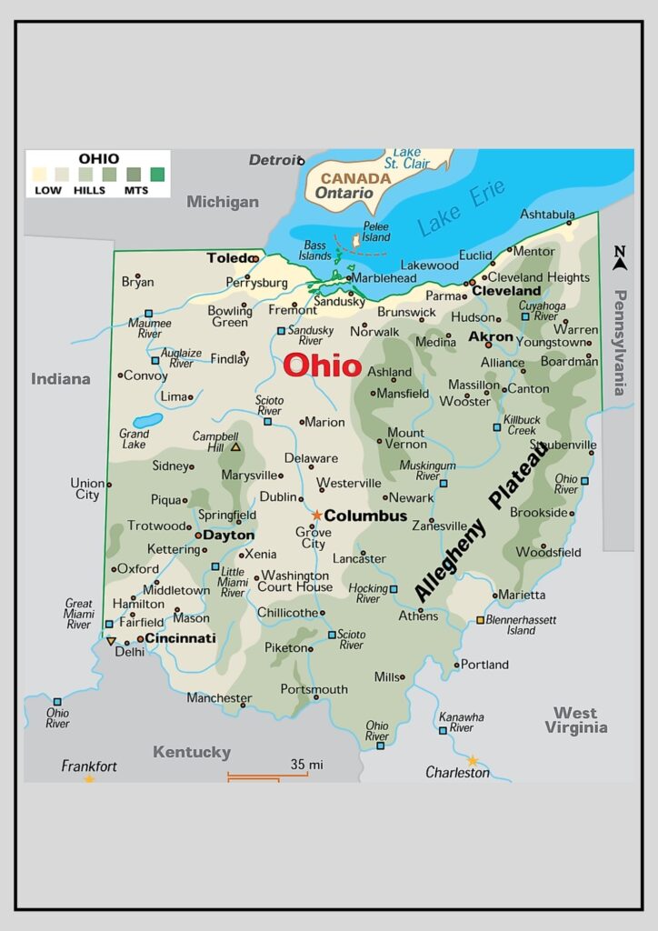 Map of Ohio Counties and Cities