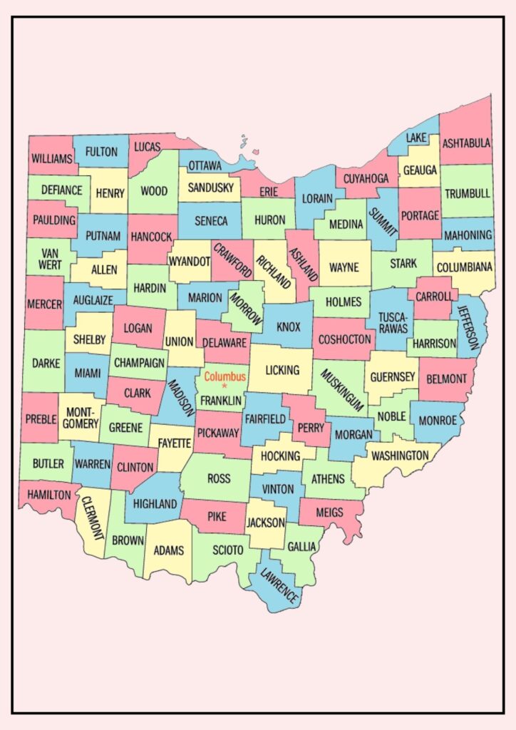 County Map of Ohio 
