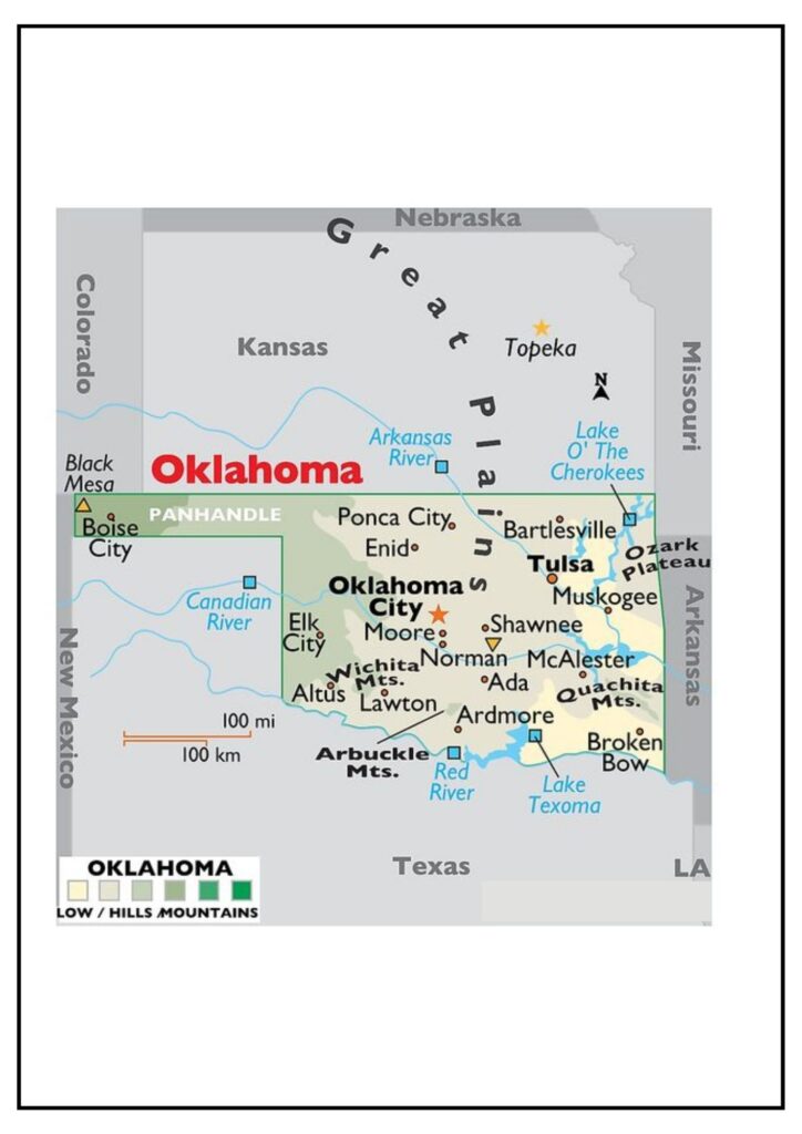 Oklahoma State Map with Counties