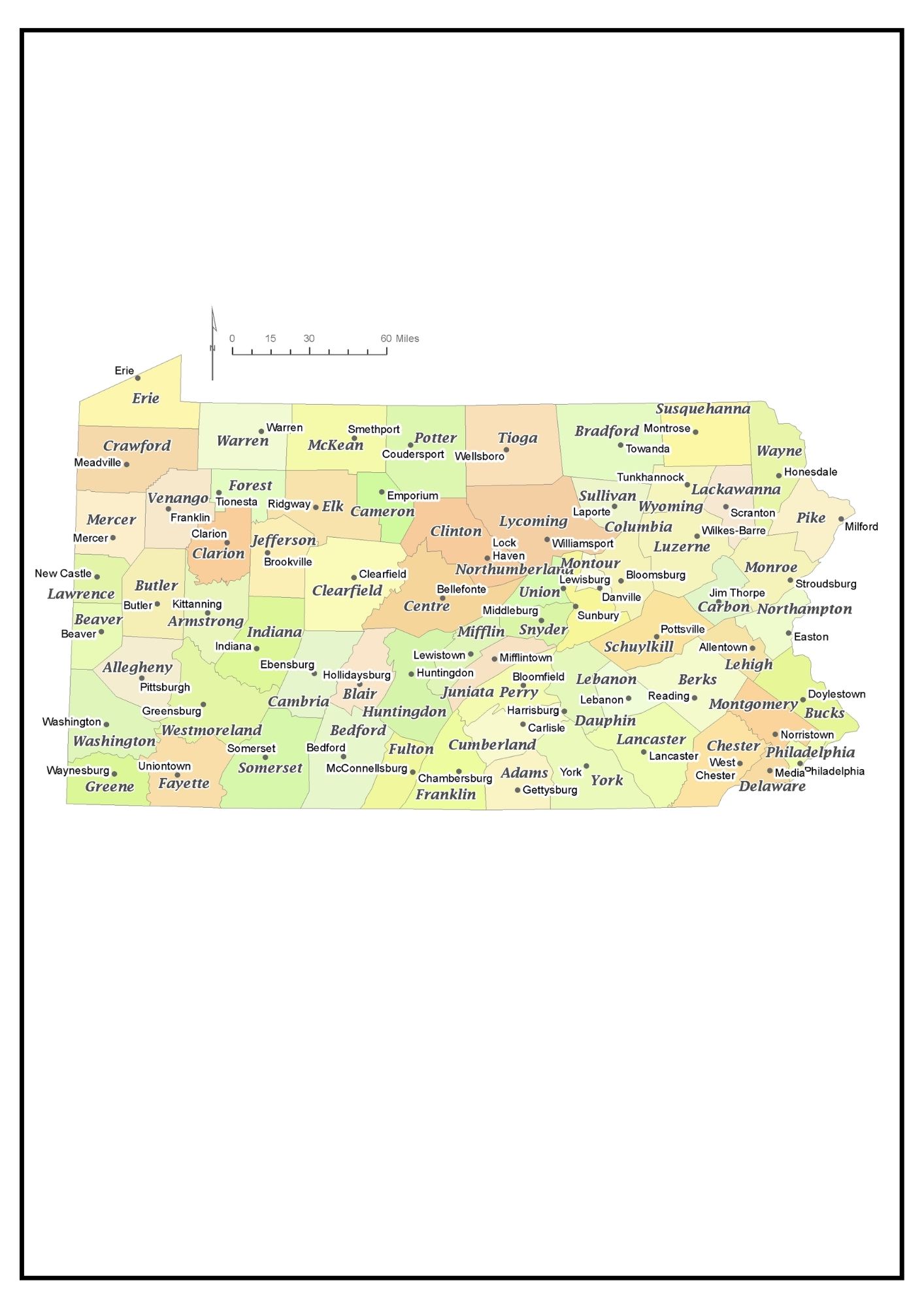 Pennsylvania County Map [Map of PA Counties and Cities]