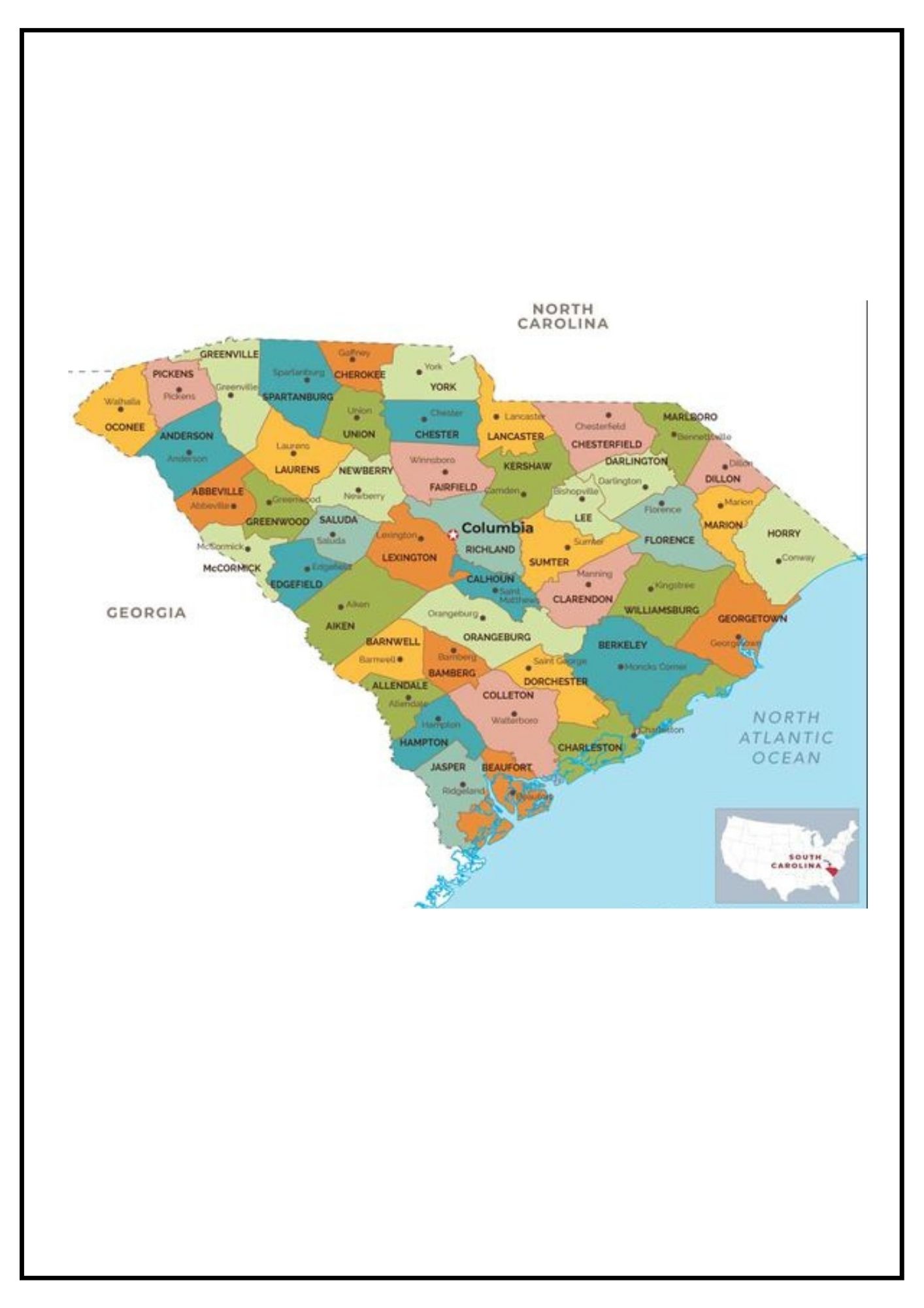 South Carolina County Map [Map of SC Counties and Cities]