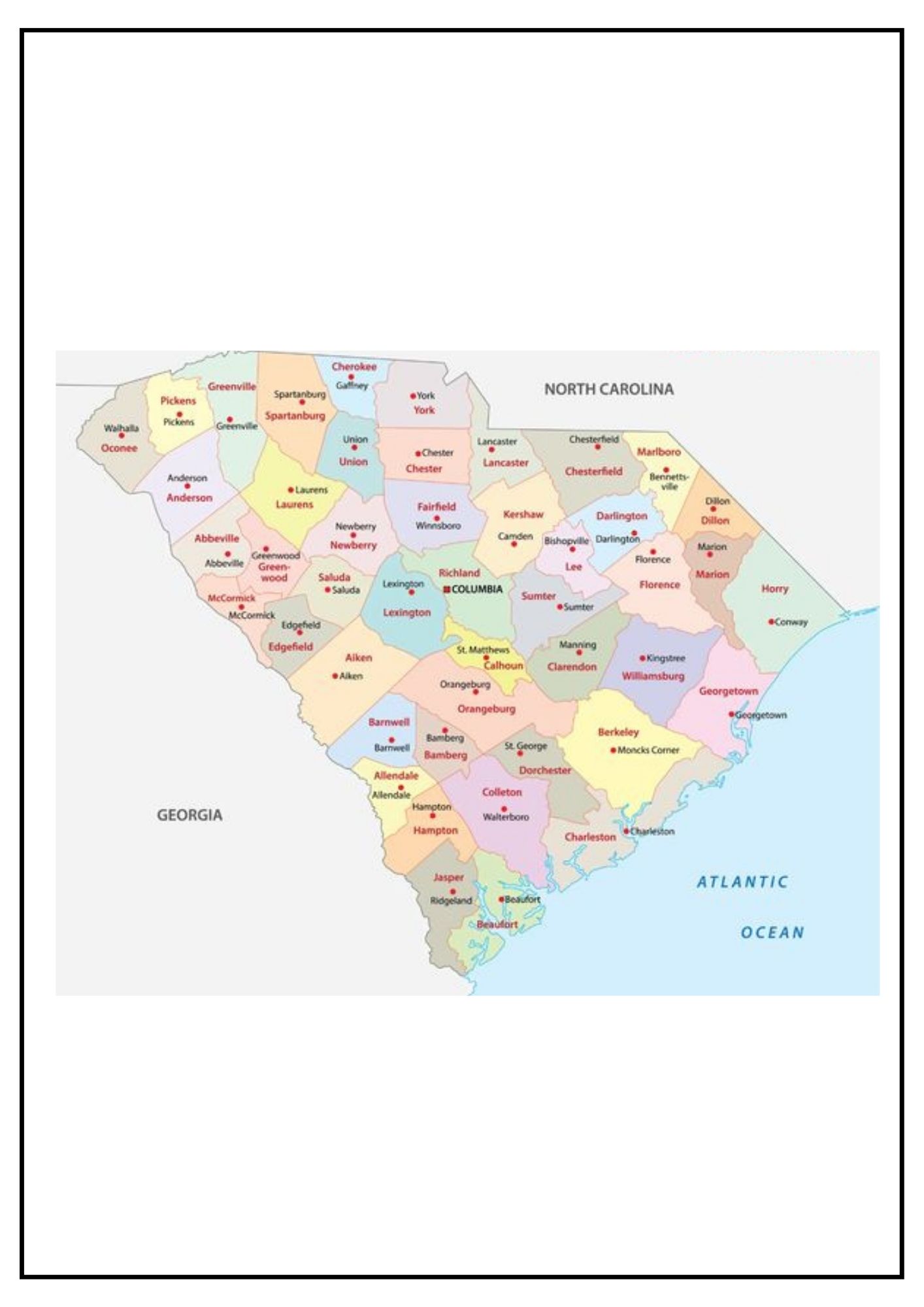 South Carolina County Map [Map of SC Counties and Cities]