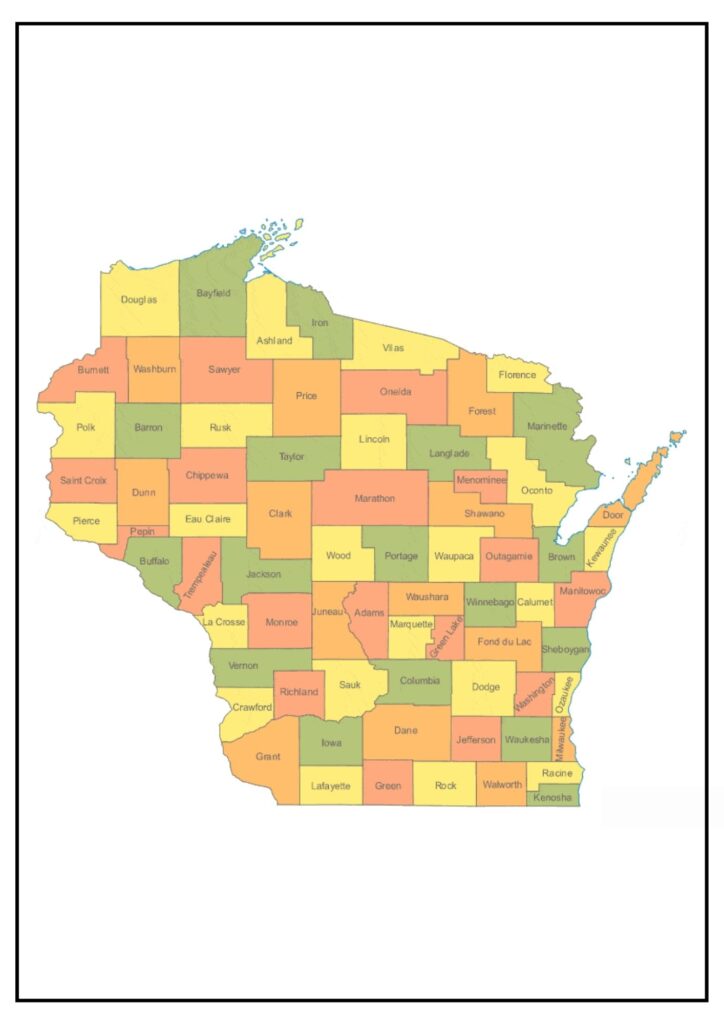 Wisconsin County Map with Cities