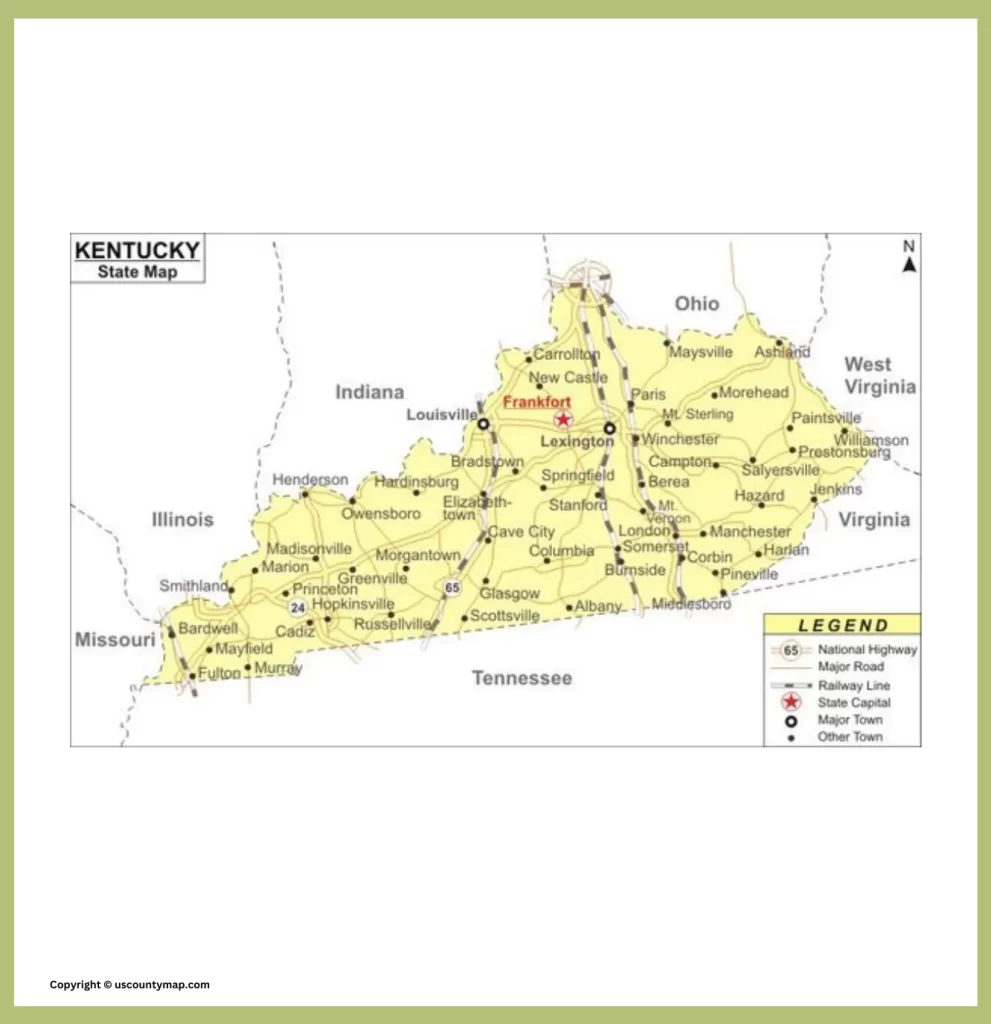 Kentucky City and County Map