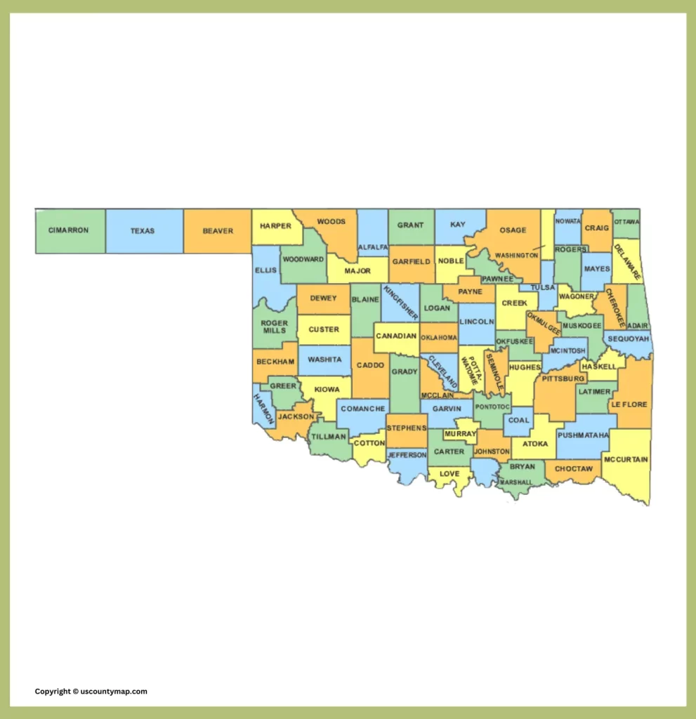 Map of Oklahoma Counties and Cities