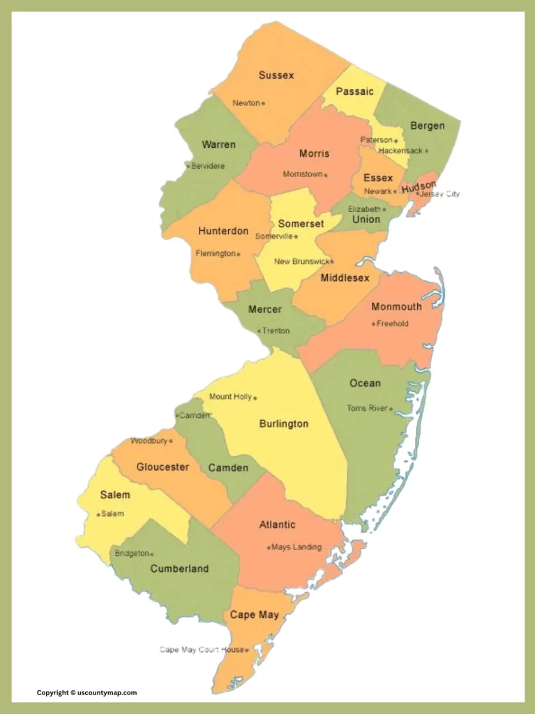 Map of Middlesex County New Jersey