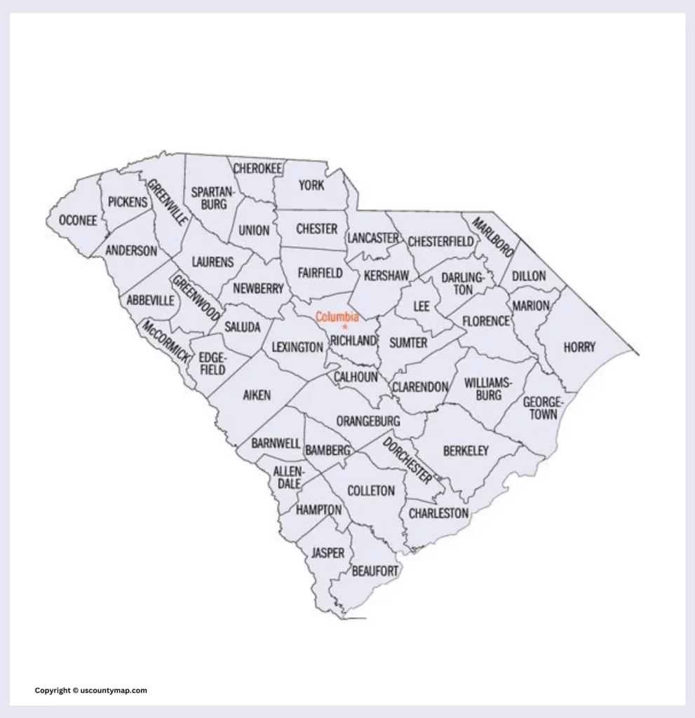 South Carolina County Map [Map of SC Counties and Cities]