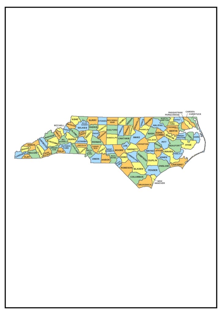State of NC Map with Counties